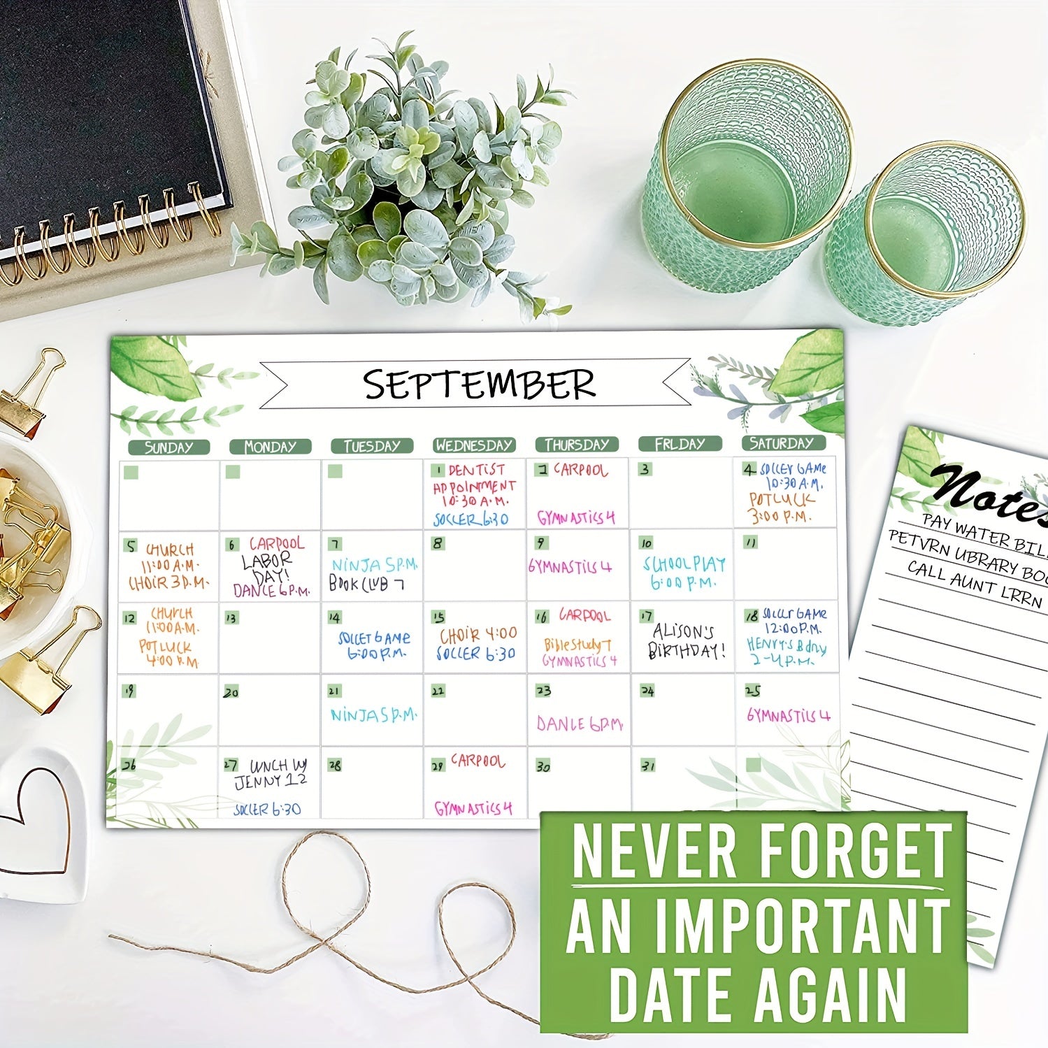 Magnetic Fridge Monthly Planner with Markers