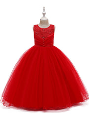 Girls Solid Princess Dress Christmas Party Dress