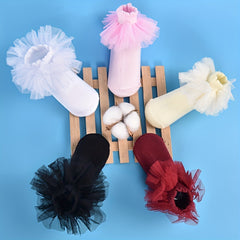 Ruffled Crew Socks Lace Mesh Thin Princess Socks Girls Holiday Party
