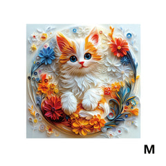 Floral Cat Wood Puzzle Animal Shapes Handcrafted Decor