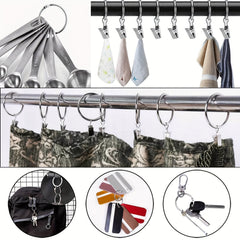 40Pcs Metal Curtain Rings with Clips 3.51 cm Interior