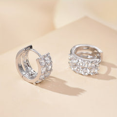 Double Row Sparkle Silver Earrings for Women