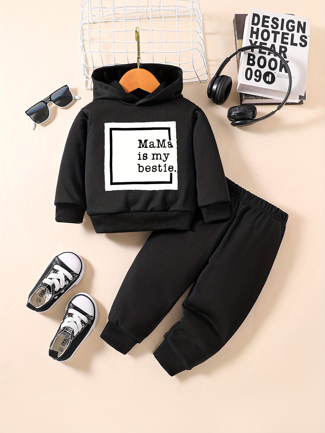 Baby Girls Boys Sweatshirt Set MAMA IS MY BESTIE Print Toddler Trousers