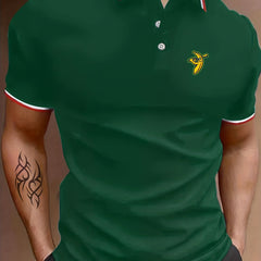 Men's Banana Graphic Polo Shirt Casual Breathable Lapel Button Up Short Sleeve