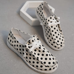 Women's Polka Dot Canvas Shoes Lace Up Lightweight Flat Shoes