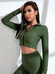 Zip Up Crop Jacket Slim Casual Outerwear Women's Clothing