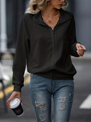 Women's Loose Knit Sweatshirt Zipper Front Jacket
