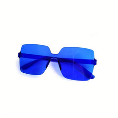 Frameless Square Sunglasses with Cleaning Cloth and Anti-squeeze Box