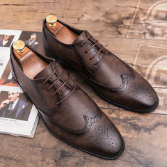 Men's Brogue Wingtip Derby Shoes Lace up Front Dress Shoes