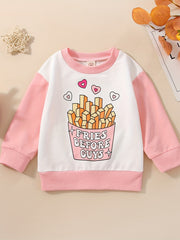 Cartoon Fries Long Sleeve Sweatshirt for Girls