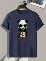 Panda Skull Print Men's Graphic T-shirt for Summer