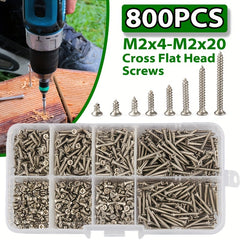 800pcs Stainless Steel Self Tapping Screw Assortment Kit