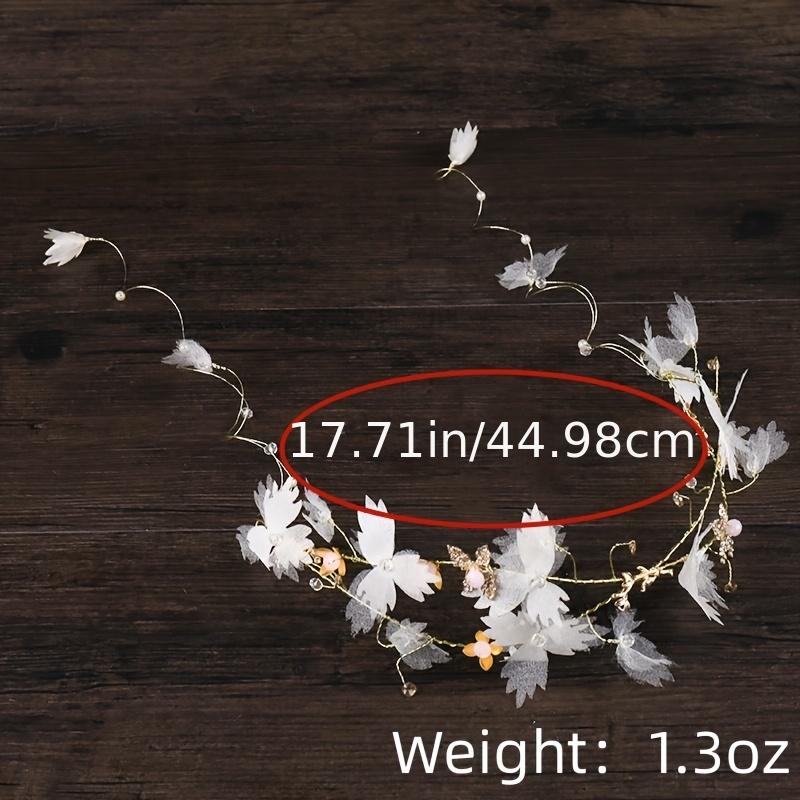 Golden Flower Crown Floral Pearl Crown Wedding Headpiece