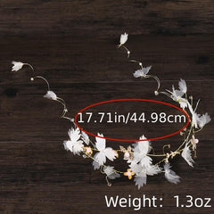 Golden Flower Crown Floral Pearl Crown Wedding Headpiece