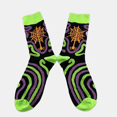 5 Pairs Pumpkin & Skull Print Socks Funny Halloween Crew Socks Women's Stockings