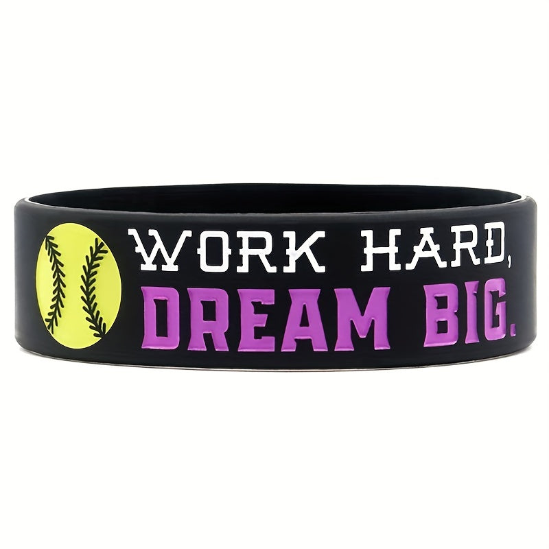 Motivational Softball Silicone Bracelet for Players - Never Give Up!