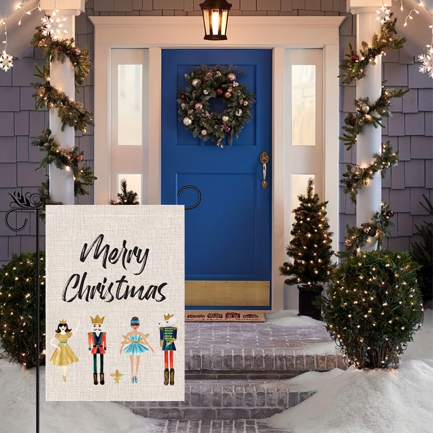Merry Christmas Garden Flag 30x45 Double Sided Nutcracker Outdoor Decoration