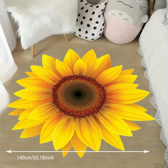 Large Round Sunflower Bedroom Rug Non Slip