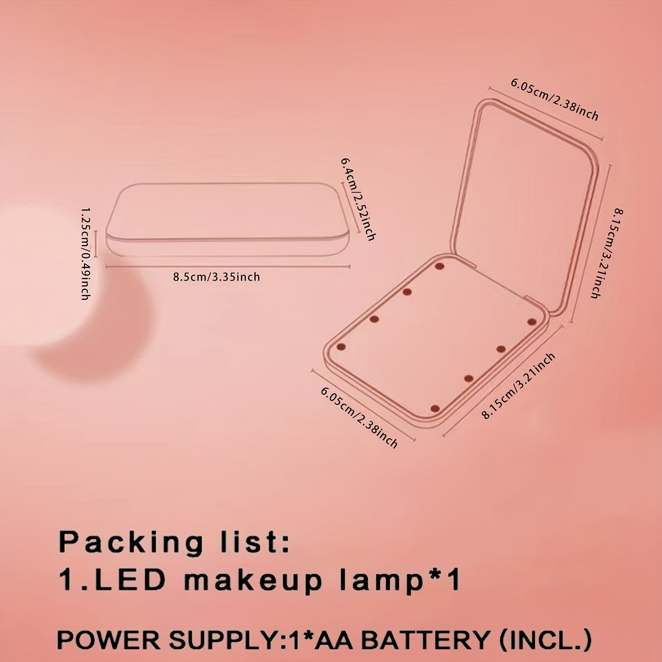 LED Lighted Makeup Mirror Compact Travel Portable Folding Hand Mirror