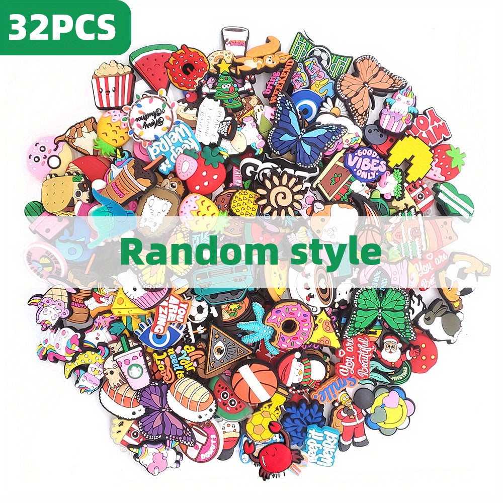 Colorful Cartoon PVC Shoe Charms Mix - Heart Flower Animal Food Designs