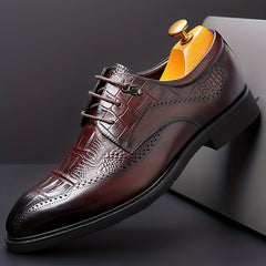 Men's Brogue Derby Shoes Lace up Front Textured Dress Shoes