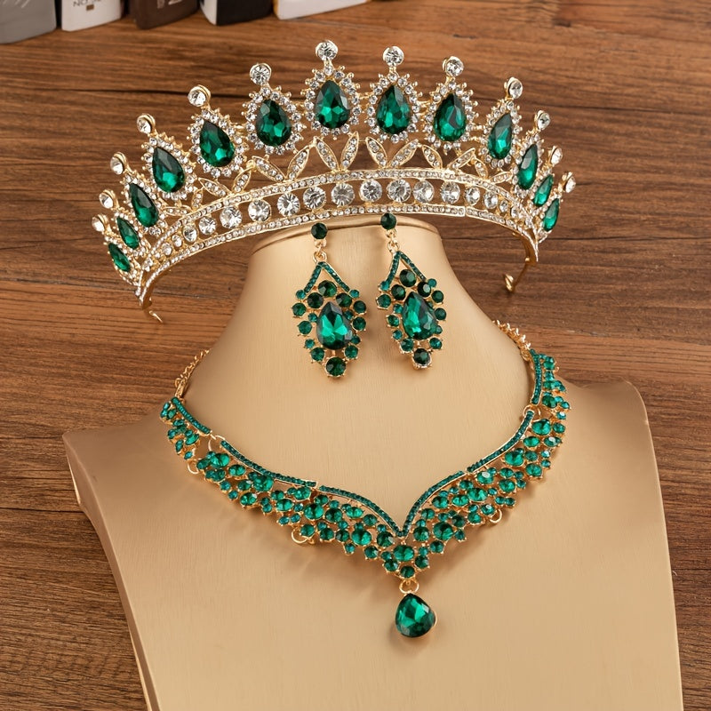Crystal Rhinestone Bridal Tiaras And Crown Set For Women Queen Princess