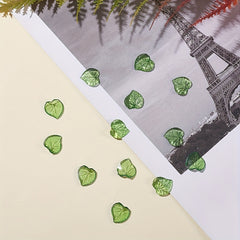 100 Pcs Green Acrylic Leaf Pendant Loose Beads for Jewelry Making