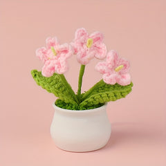Hand Knitted Forget me not Small Potted Plant Crochet Simulation