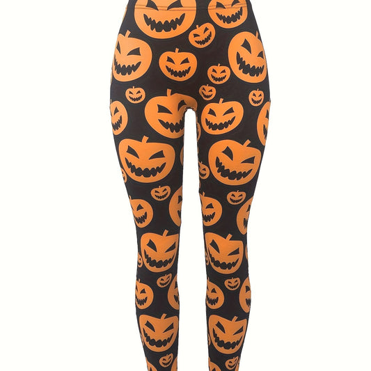 Halloween Leggings Women's Plus Allover Pumpkin Print