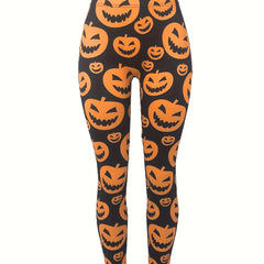 Halloween Leggings Women's Plus Allover Pumpkin Print