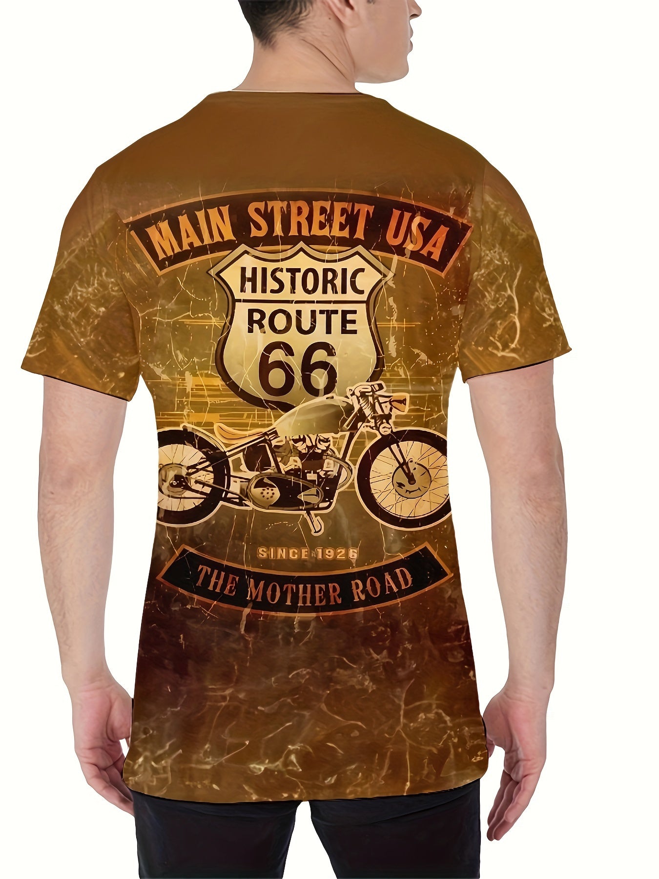 Men's Motorcycle Print T shirt Round Neck Tee Shirt For Summer