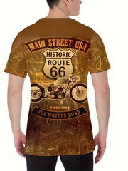 Men's Motorcycle Print T shirt Round Neck Tee Shirt For Summer
