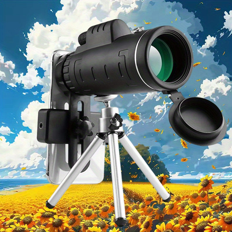 HD Monocular Telescope 10x Zoom 42mm Lens Smartphone Clip Tripod Stand