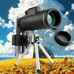 HD Monocular Telescope 10x Zoom 42mm Lens Smartphone Clip Tripod Stand