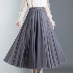 Pleated Tulle Skirt for Women Spring & Fall Wear