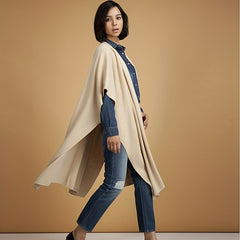 Apricot Cotton Knitted Shawls Long Wraps Scarf Windproof Warm Cape