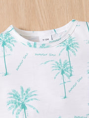 2pcs Baby Boys Coconut Trees Print T shirt & Shorts Summer Clothes Sets
