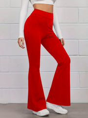 Solid High Rise Hip Lifting Flared Leg Yoga Pants