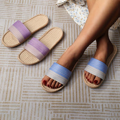 Women's Ombre Home Linen Slides Open Toe Ultra Light Shoes