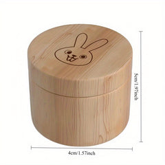 Wooden Tooth Storage Box Rabbit Keepsake for Teeth Rings Fetal Hair