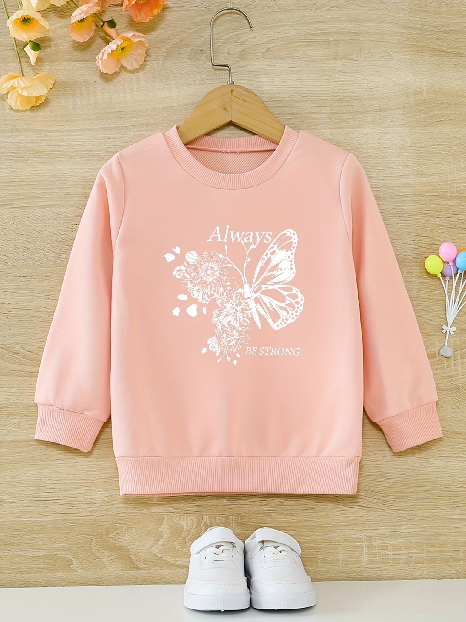 Girls Round Neck Sweatshirt Casual Comfort Fit Toddler Kids Tops Pullover