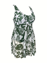 Floral Print One Piece Swim Dress Plus Size