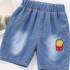 Boys Embroidered French Fries Ice Cream Shorts for Summer