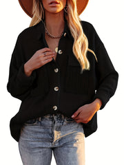 Corduroy Button Up Long Sleeve Blouse