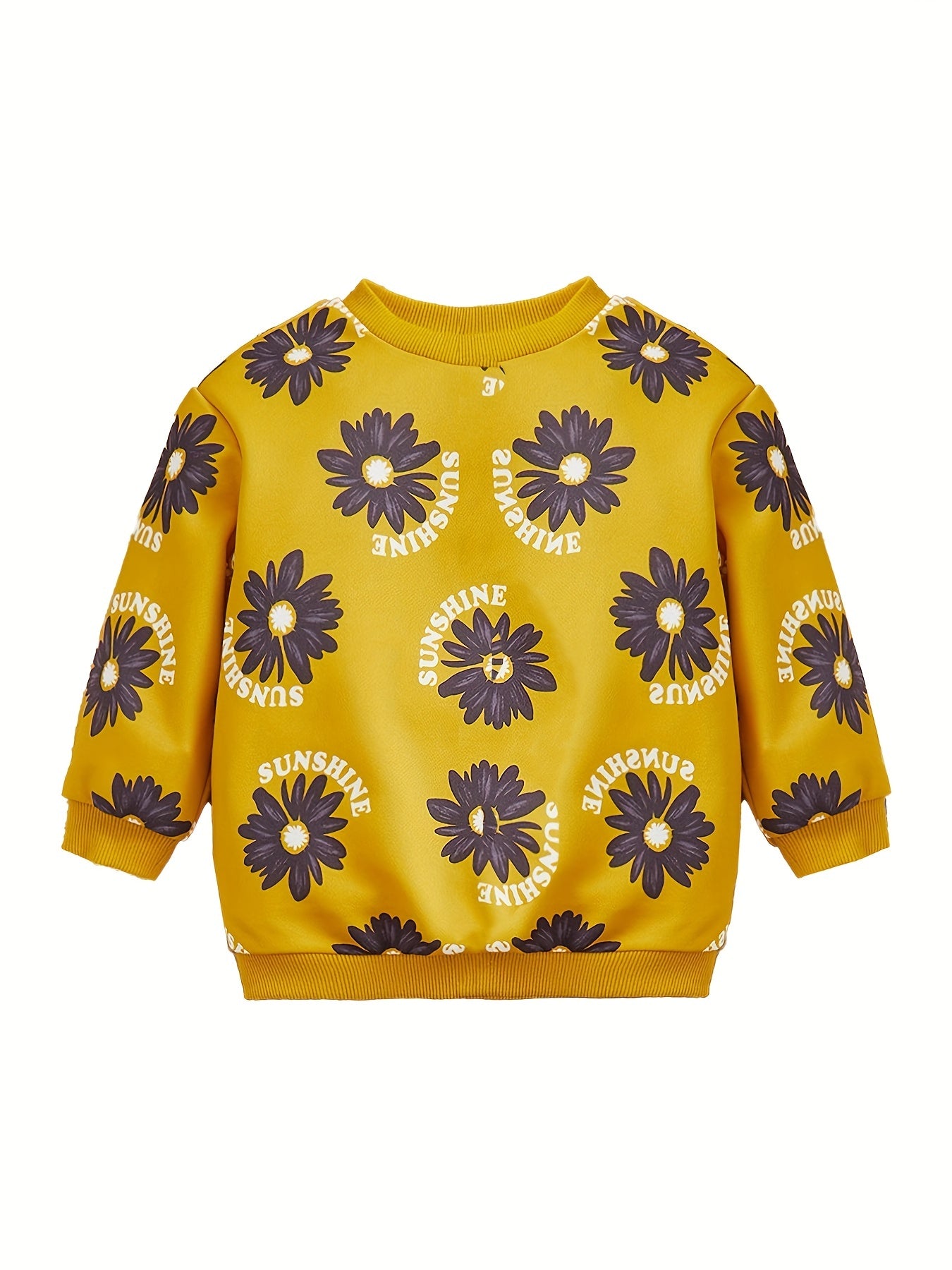 Girls' Flowers Allover Print Casual Sweatshirt Top