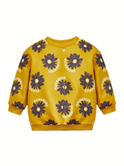 Girls' Flowers Allover Print Casual Sweatshirt Top