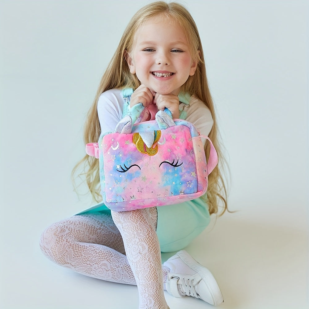 Girls Unicorn Corduroy Shoulder Bag Crossbody Animal Purse Tote