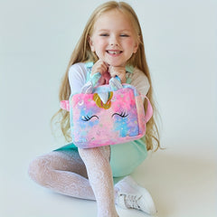 Girls Unicorn Corduroy Shoulder Bag Crossbody Animal Purse Tote