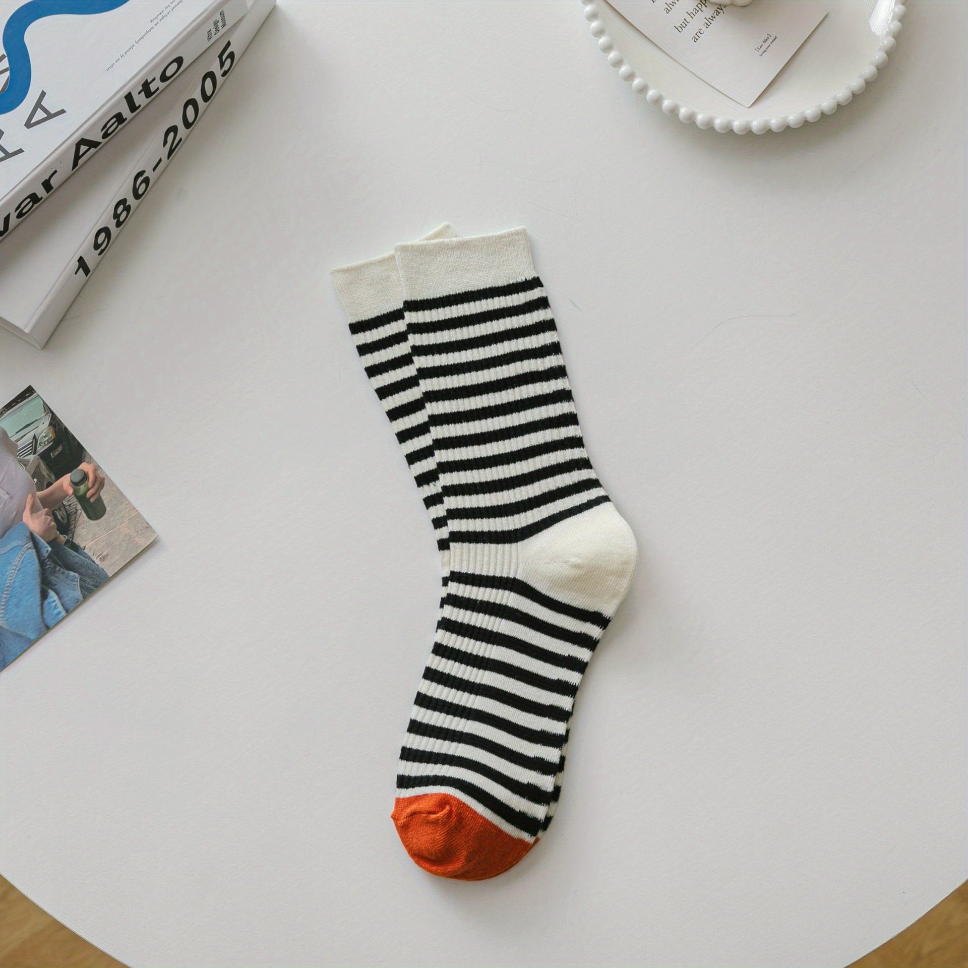 Striped Crew Socks College Style Women's Stockings