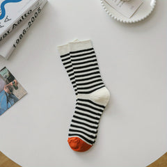 Striped Crew Socks College Style Women's Stockings